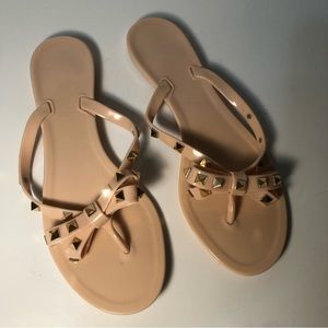 Cream and Gold Flip Flops